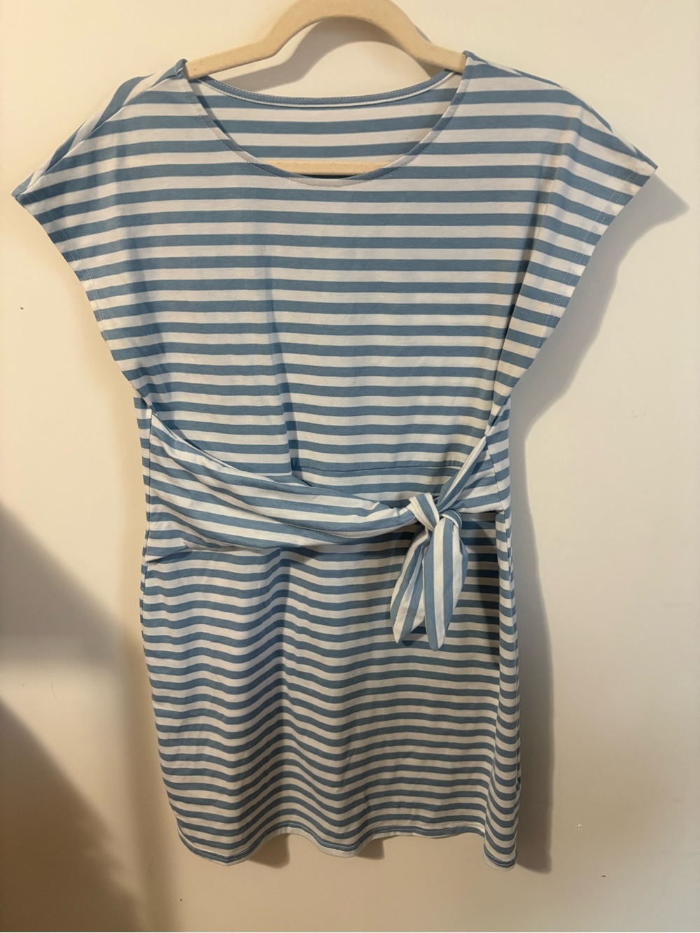 Cupshe Blue and White Striped Tie-Front Mini Dress